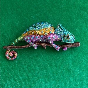 NWT Unique chameleon brooch pin colorful metallic iridescent bold statement gift